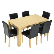 Dining Table with Faux Leather 6 Chairs 